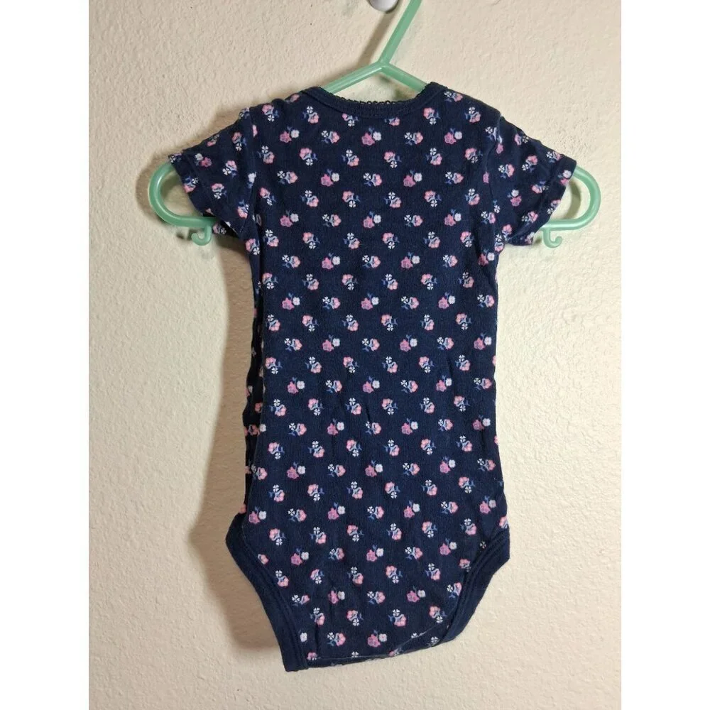 Carter's Bodysuit Top Baby Infant Floral Cottage Boho Girls Size 6 Months Blue